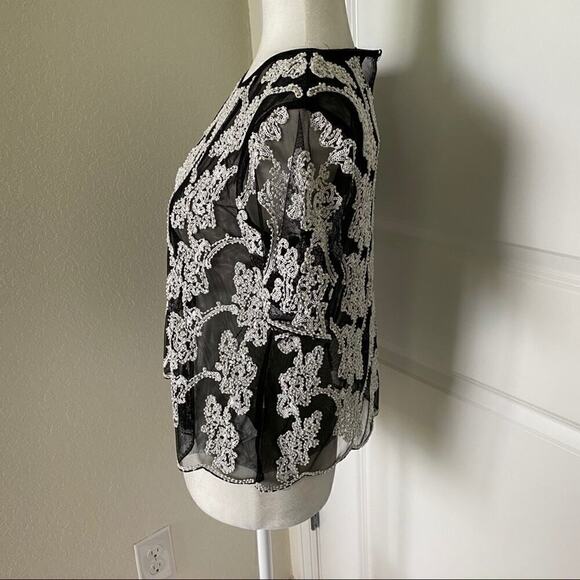 Endless Rose Sheer Beaded Short Sleeve Blouse - Picture 6 of 7